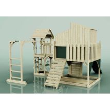 Gustav Spielturm aus Holz – Schaukel, Kletterwand, Rutschbahn – Für Kinder ab 3 Jahren – Maximalgewicht 50 kg