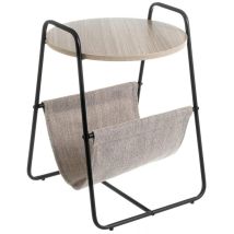 Tavolino Caffe Divano Rotondo Con Portariviste Design Moderno Industriale Nero