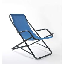 Sdraio Per Casa E Giardino Made In Italy In Acciaio Sdraio Dondolina Color Blu Melange Sdraio Relax Pieghevole Per Campeggio E Mare