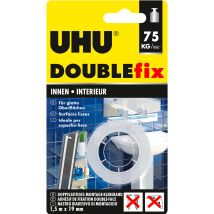 Uhu Doublefix Interno Extra Forte - Nastro Adesivo Doppia Faccia, Ultra Potente, Bianco, Rotolo Da 1,5 M X 19 Mm
