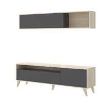 Conjunto de muebles de salón Canena en natural/grafito – 35 cm alto – 180 cm ancho – 30 cm fondo – 51 cm alto – 41 cm fondo