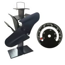 Lincsfire - 2 Blades Eco Friendly Silent Heat Powered Stove Fan For Wood/log Burner/fireplace + Free Stove Thermometer