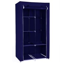 Herzberg – Kleiderschrank HG-8010 – Blau – 110 cm x 45 cm x 175 cm – Tragfähigkeit 31,5 kg – 5 Regale – Hängestange