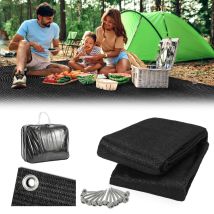 Vingo Stuoia per tenda da campeggio 250x300CM – Polietilene HDPE – Nero – 12 fori drenaggio e 13 picchetti