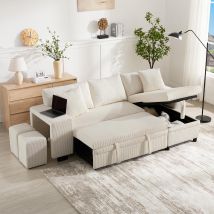 Un Canapé-lit, Un Canapé D'Angle Convertible En Forme De L Avec Ports De Chargement Usb Et Coussins, Et Un Canapé Convertible 3 Places Avec Étagères 