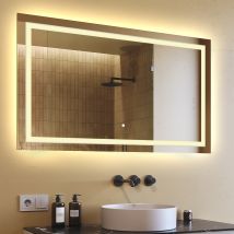 Artforma - Moderne Miroir Avec Led Illumination Salle De Bain 120x70 Cm Sur Mesure Led Lumineux Miroir Avec Éclairage Intégré Interrupteur Tactile 
