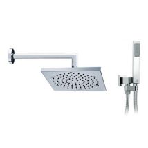 Bossini Duscharm CUBE 260x260 mm mit Handbrause und Halterung – Chrom – flexibler Schlauch 150 cm