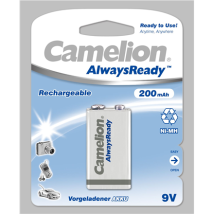 Camelione 9v/6hr61 200 Mah Batterie Ni-mh Sempre Pronte 1 Pz.