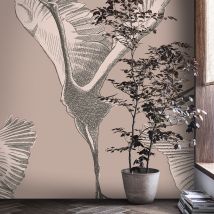 Papier Peint Panoramique Envol De Grues Sauvages 280 X 300cm Taupe