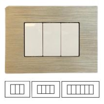 Tot - Placche Compatibili Con Supporti Bticino Matix In Tecnopolimero Effetto Spazzolato 3 4 6 Moduli Posti Slt13 - 3 Posti-champagne