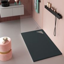 Mineralguss-duschwanne Extra Flach Trinity In Anthrazit 70x110 Cm Ablauf Rechtsbündig