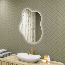 Artforma - Badezimmerspiegel Mit Beleuchtung, 74x94, Touchschalter , Beschlagfrei, Led Dual, Asymmetrischer Spiegel