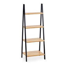 Badezimmer Regal BAMBOO GLOW – 40 x 30 x 109 cm – Bambus, Kiefernholz – Selbstmontage – bis zu 40 kg