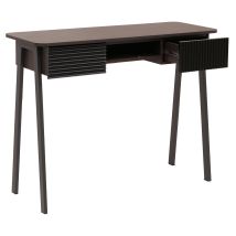Mesa Consola Hhg-111, Mesa Para Teléfono Mesa De Pasillo/mesa Auxiliar, Cajón Mdf Melamina Metal 88x110x40cm, Aspecto Nogal