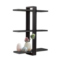 Floating Shelves Black – 3 Tier Wall Mounted Shelf Unit 50cm, Solid Pine Wood Shelves For Bedroom, Living Room, Bathroom Office Rustic Wall Storage 