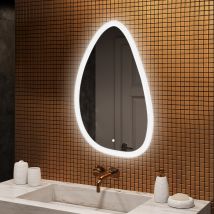 Artforma - Espejo De Baño Led 64x104, Interruptor Táctil, Led Dual, Espejo Irregular