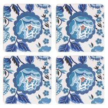 Cath Kidston - Strawberry Garden Set Of 4 Blue Cork Backed Coasters