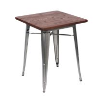 Mesa De Comedor Industrial Cuadrada De Madera Y Acero 60x60x76cm 7house
