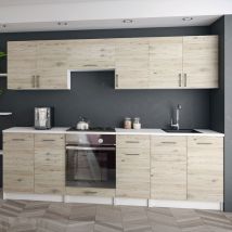 Roe Furniture - Moderne Küchenzeile Leco 240 Cm In Eiche Bordeaux – Funktionales Design Für Jede Küche