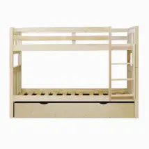 Letto A Castello + Letto Apribile Legno Bianco Lavato 90x190cm