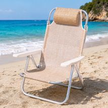Spiaggina Sedia Prendisole Pieghevole Mare Spiaggia Reclinabile Beige Melange