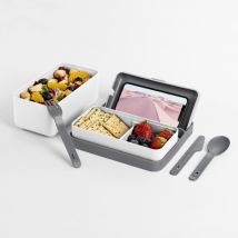Lunchbox Bauletto M Arctic White – Contenitore per alimenti ermetico – Polipropilene atossico – Set di posate incluso