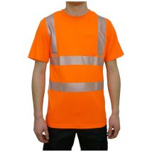 Warn-T-Shirt Thorsten Größe S – 100% Polyester – Warnschutzklasse 2 – Atmungsaktiv – Reflektorstreifen – Nackenband – Brusttasche