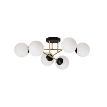 [gebraucht] Emibig Lighting Deckenleuchte Lampe Magnum 6 Flg Opalweiß Gold Schwarz Glas B-ware