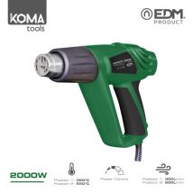 Koma Tools Heißluftgebläse 2000W – 350°C/550°C – 300l/min/500l/min – 2m Kabel – Ergonomischer Griff