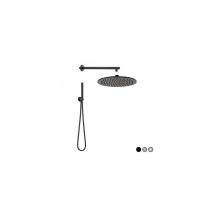 Soffione doccia 25 cm in acciaio inox AISI 304 – Braccio doccia 35 cm – Kit doccetta con supporto in ottone cromato – Materiale ottone