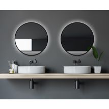 Black Hole Light Spiegel - Rund, 60 Cm - Runder Wandspiegel In Matt Schwarz - Wandspiegel Mit Led - Badspiegel Rund Mit Hochwertigen Aluminiumrahmen -