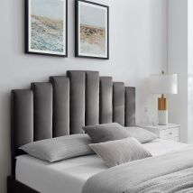 CASA – Cascade Black Plush King 30 inch Strutted Headboard – Velvet