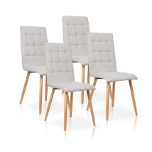 La Silla Española - Pack De Quatre Chaises De Salle À Manger De Style Contemporain Avec Assise Et Dossier En Tissu Modèle Guadix Couleur Sable