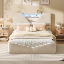 Blanketswarm - Lit Double Rembourré 140 X 200 Cm, Cadre De Lit Avec 4 Tiroirs, Lit Coffre Avec Led Et Usb Lit Double Avec Rangement Lit Double 