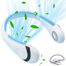Portable Neck Fan, Usb Fan 5000mah Bladeless Quiet Work 16h Max Person Necklace Neck Fan Cooler Rechargeable 3 Speeds (folding-nature White)