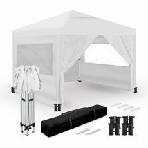 Carpa Pieghevole 3x3m – 4 Pareti Laterali – Bianca – Giardino Esterni