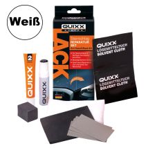 QUIXX Steinschlag Lack Reparatur Set Weiß – 1x Lackstift, 2x Speziallösemittel, 1x Spezialrakel, 3x Schleifpapier, 1x Politur, 1x Anleitung