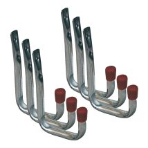 Vasalat Wandhaken U-form Zum Schrauben Gerätehalter Mit Roter Endkappe 120x82x41mm, Stahl Verzinkt 6 Stück