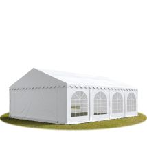 Toolport Festzelt Partyzelt 6x8 M Premium, Hochwertige Pvc Plane 750 N In Weiß 100% Wasserdicht Mit Bodenrahmen