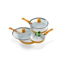 Juego De Sartenes 5 Piezas Serie La Gold Con Recubrimiento Ceramico Robusto Induccion Ceramica Electricidad Gas Halogeno