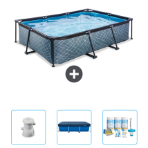 Exit-toys Piscina Exit Rettangolare - Effetto Pietra - 300x200x65 Cm - 6-pezzi Scb63