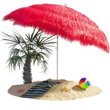 Kingsleeve - Ombrellone Hawaii 160 Cm Inclinabile Regolabile Da Spiaggia Ombrello Giardino Parasole Uv30+ Rosso