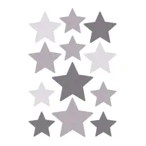 Wandsticker Sterne grau – 12 Sticker – 210 x 297 cm – Vinyl – Für glatte Flächen – Buokids