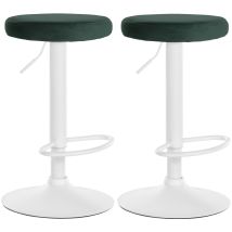 Set Di 2 Sgabelli Da Bar Ponte Velvet Verde Metallo Bianco Opaco