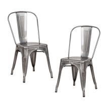 Pack 2 Sillas Apilables Industriales De Acero 45x45x85cm Thinia Home