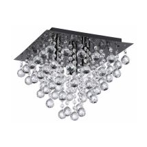 Plafoniera Quadrata Nera Glamour Cristalli 3xe14 32cm