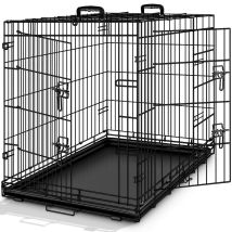 Tresko - Transportín Para Perros 122x74,5x80,5cm Con 2 Puertas Jaula De Transporte Metálica Para Mascotas Caja Plegable Con Bandeja Extraíble