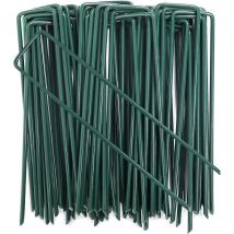 100 Stück Grüne, Verzinkte Stahl-befestigungsanker – U-förmige Bodenanker Für Mulchgewebe, 150 X 25 Mm, Ø 3 Mm, Grün