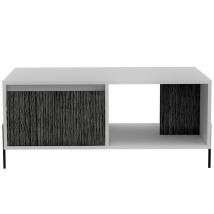 Core Products – Coffee Table with Drawer – White and Carbon Grey Oak Effect Melamine – Dimensions: 92.5 cm Width, 55 cm Depth, 40 cm Height