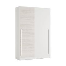 Garderobe Downey, Schlafzimmer Kleiderschrank Mit 2 Schiebetüren, Schrank Mit Kleiderstange Und 3 Einlegeböden, Cm 120x50h200, Altweiß